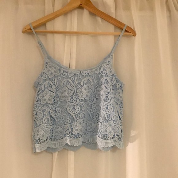Blue Floral Lace Layered Cami Adjustable - Picture 3 of 6
